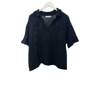 NEW SABLYN women's shalom relaxed split neck polo lounger tee in black